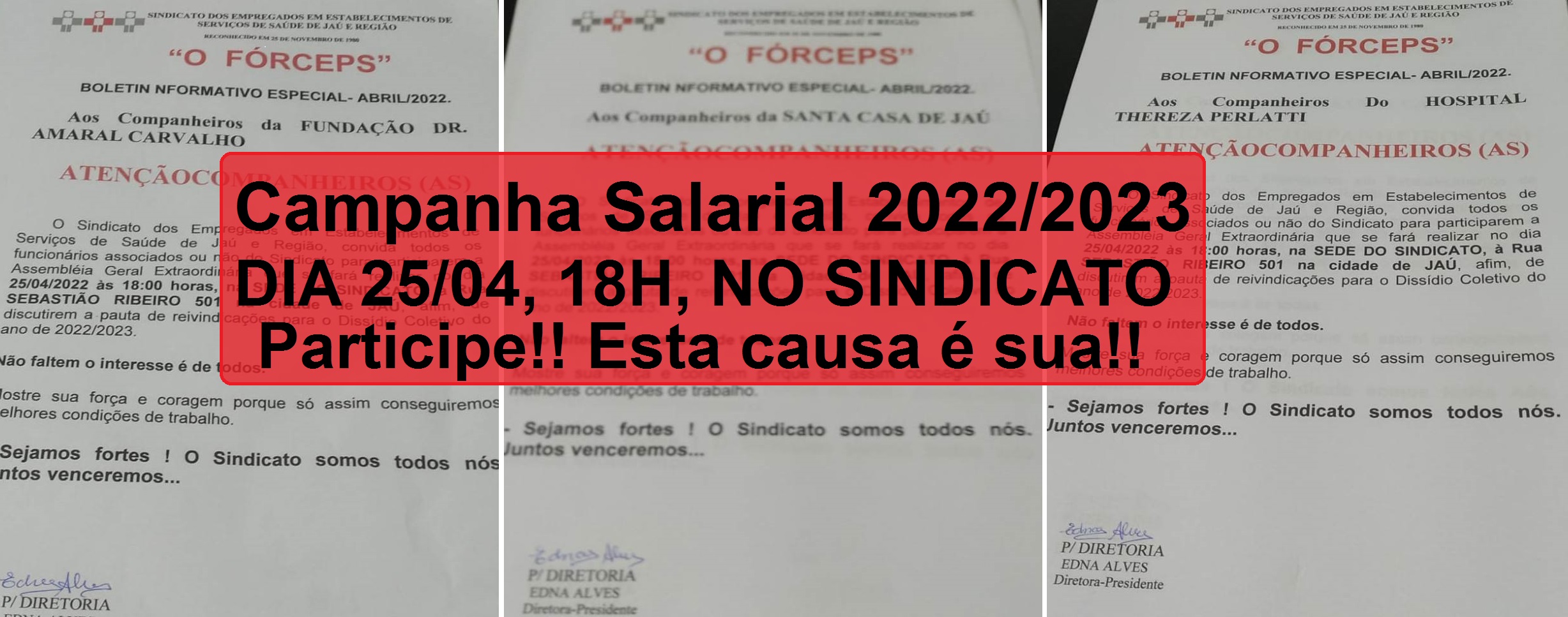 Jaú - Campanha salarial de santas casas e filantrópicos começa nesta segunda: assembleia 18h no Sindicato